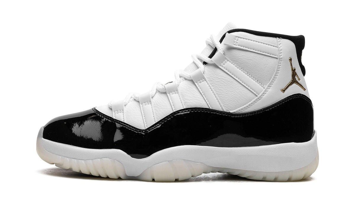 Air Jordan 11 High-Top Sneakers – White, Black & Gold