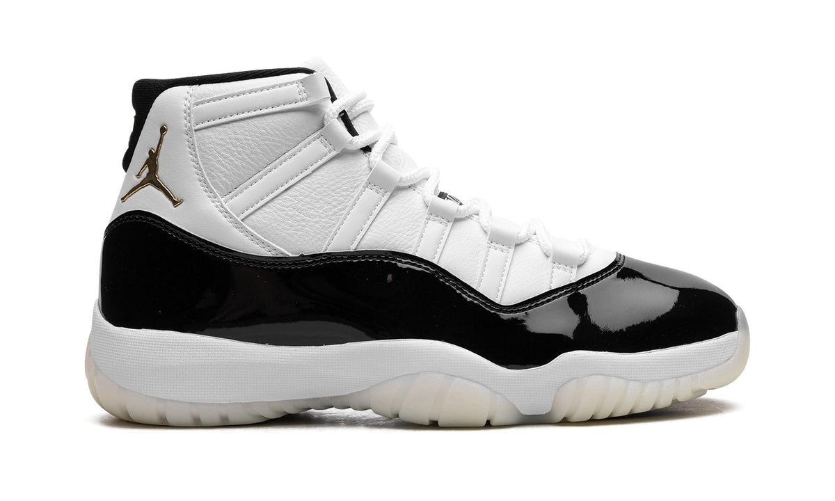 Air Jordan 11 High-Top Sneakers – White, Black & Gold