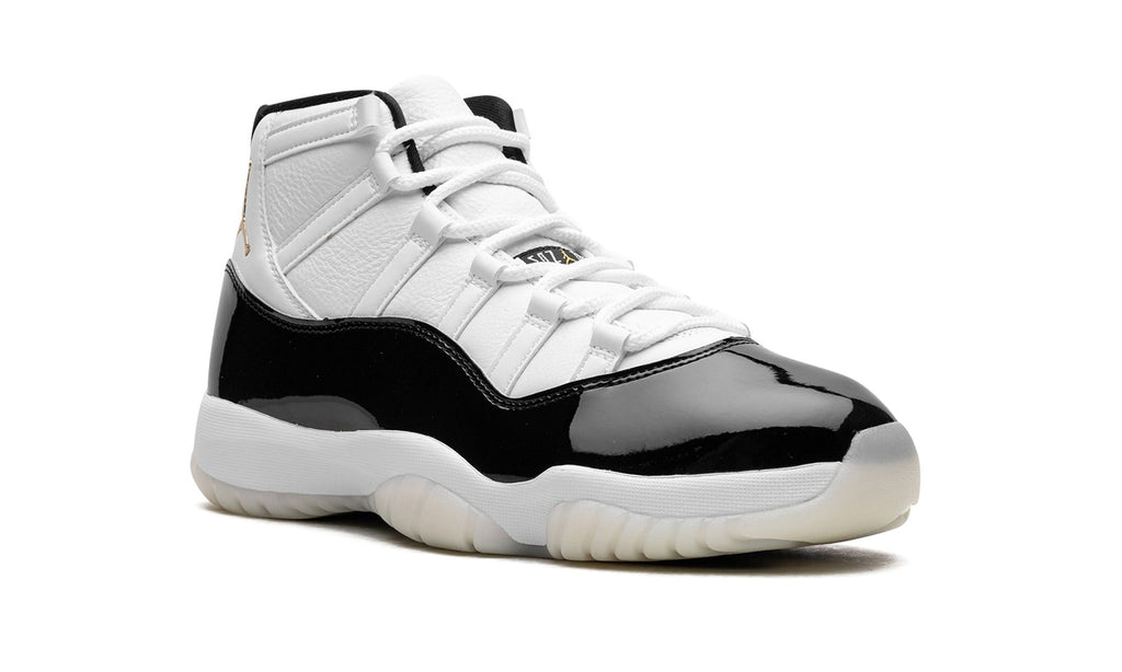Air Jordan 11 High-Top Sneakers – White, Black & Gold