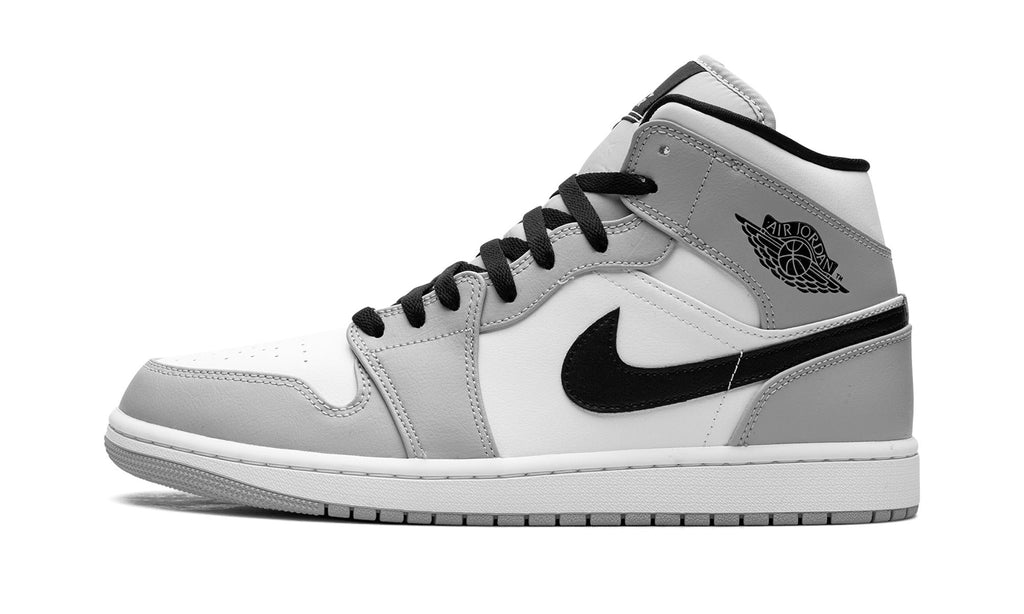 Air Jordan 1 Mid Sneakers – White, Light Gray & Black