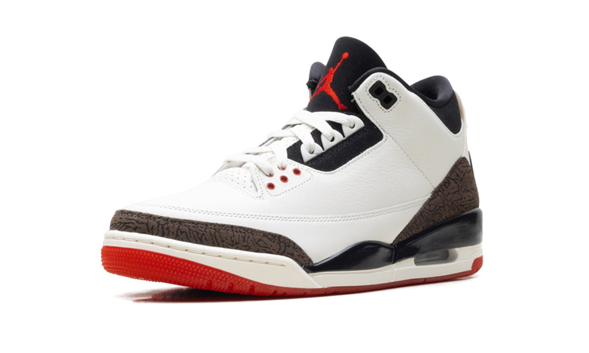 Air Jordan 3 Sneakers in White, Grey & Red