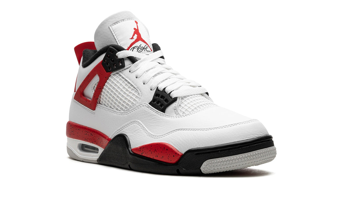 Air Jordan 4 Sneakers - White, Red & Black