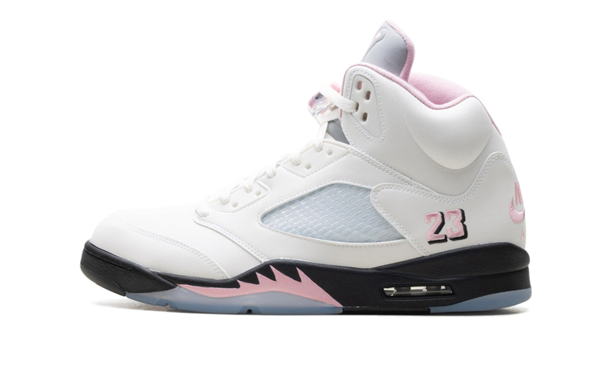 Air Jordan 5 Sneakers – White, Pink & Black