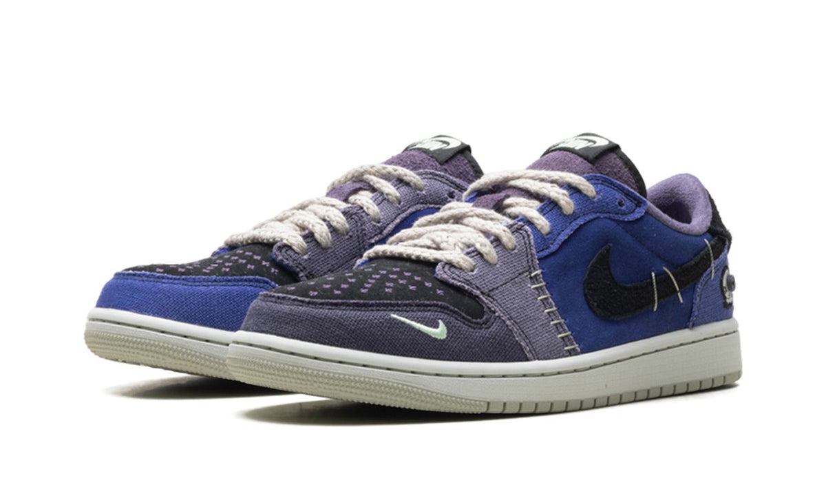 Air Jordan 1 Low Sneakers in Navy & Purple Patchwork