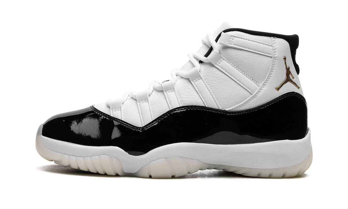 Air Jordan 11 High-Top Sneakers – White, Black & Gold